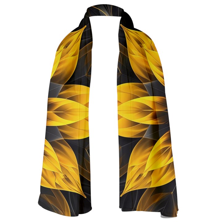 Yellow Flower Pattern Leaves Lightweight Scarf 