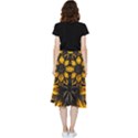 Yellow Flower Pattern Leaves Frill Hi Low Chiffon Skirt View2