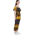 Yellow Flower Pattern Leaves Bardot Ruffle jumpsuit View3