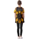 Yellow Flower Pattern Leaves Fold Over Open Sleeve Top View2