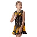 Yellow Flower Pattern Leaves Kids  Pilgrim Collar Ruffle Hem Dress View2