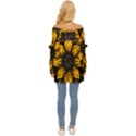 Yellow Flower Pattern Leaves Off Shoulder Chiffon Pocket Shirt View4