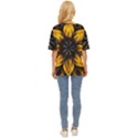 Yellow Flower Pattern Leaves Oversized Basic T-Shirt View4