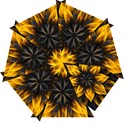 Yellow Flower Pattern Leaves Automatic Folding Umbrella with Case (Small) View3