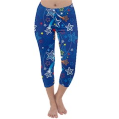 Christmas Stars Pattern Star Capri Winter Leggings 