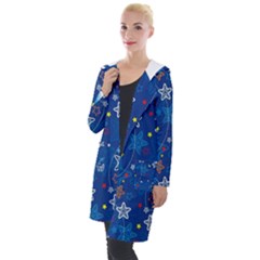 Christmas Stars Pattern Star Hooded Pocket Cardigan by Maspions