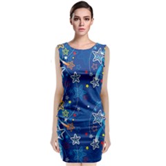 Christmas Stars Pattern Star Sleeveless Velvet Midi Dress