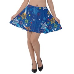 Christmas Stars Pattern Star Velvet Skater Skirt