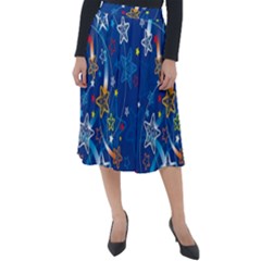 Christmas Stars Pattern Star Classic Velour Midi Skirt  by Maspions