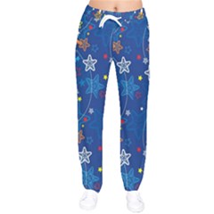 Christmas Stars Pattern Star Women Velvet Drawstring Pants