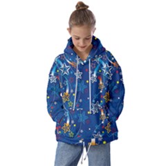 Christmas Stars Pattern Star Kids  Oversized Hoodie