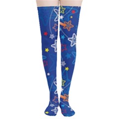 Christmas Stars Pattern Star Thigh High Stockings by Maspions