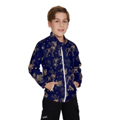 Christmas Pattern Gold December  Happy Holidays Merry Christmas Winter Family Festive Gold New Year Kids  Windbreaker