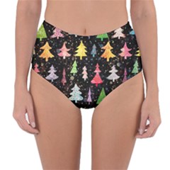 Fun Christmas Trees Adoxali Scandinavian Artistic Background Pattern Reversible High-waist Bikini Bottoms by Maspions