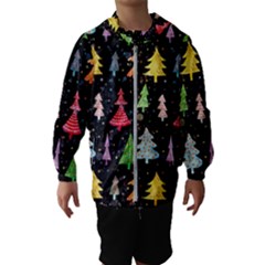 Fun Christmas Trees Adoxali Scandinavian Artistic Background Pattern Kids  Hooded Windbreaker