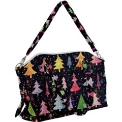 Fun Christmas Trees Adoxali Scandinavian Artistic Background Pattern Canvas Crossbody Bag by Maspions