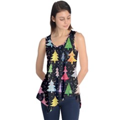 Fun Christmas Trees Adoxali Scandinavian Artistic Background Pattern Sleeveless Tunic by Maspions