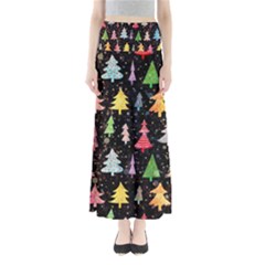 Fun Christmas Trees Adoxali Scandinavian Artistic Background Pattern Full Length Maxi Skirt by Maspions