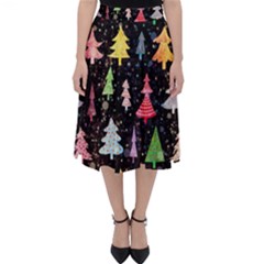 Fun Christmas Trees Adoxali Scandinavian Artistic Background Pattern Classic Midi Skirt by Maspions