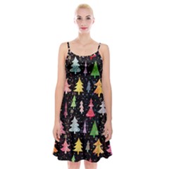 Fun Christmas Trees Adoxali Scandinavian Artistic Background Pattern Spaghetti Strap Velvet Dress