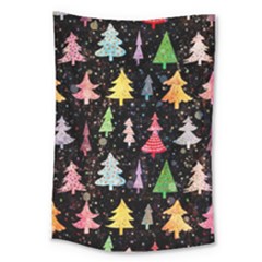 Fun Christmas Trees Adoxali Scandinavian Artistic Background Pattern Large Tapestry