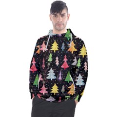 Fun Christmas Trees Adoxali Scandinavian Artistic Background Pattern Men s Pullover Hoodie