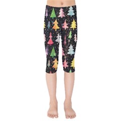 Fun Christmas Trees Adoxali Scandinavian Artistic Background Pattern Kids  Capri Leggings  by Maspions