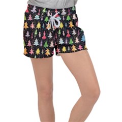 Fun Christmas Trees Adoxali Scandinavian Artistic Background Pattern Women s Velour Lounge Shorts by Maspions