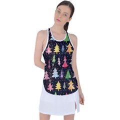 Fun Christmas Trees Adoxali Scandinavian Artistic Background Pattern Racer Back Mesh Tank Top by Maspions