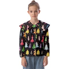 Fun Christmas Trees Adoxali Scandinavian Artistic Background Pattern Kids  Peter Pan Collar Blouse by Maspions