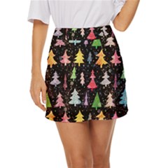 Fun Christmas Trees Adoxali Scandinavian Artistic Background Pattern Mini Front Wrap Skirt by Maspions