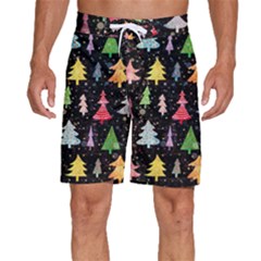 Fun Christmas Trees Adoxali Scandinavian Artistic Background Pattern Men s Beach Shorts by Maspions