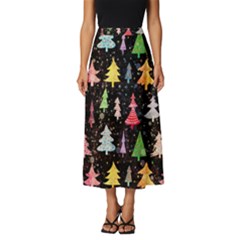 Fun Christmas Trees Adoxali Scandinavian Artistic Background Pattern Classic Midi Chiffon Skirt by Maspions