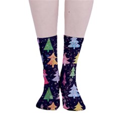 Fun Christmas Trees Adoxali Scandinavian Artistic Background Pattern Smooth Crew Length Tube Socks by Maspions