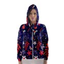 Festive Floral Pattern Christmas Blue Floral Flower Foliage Leaves Pattern Red Snow Winter Women s Hooded Windbreaker View1