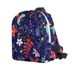 Festive Floral Pattern Christmas Blue Floral Flower Foliage Leaves Pattern Red Snow Winter Kids  Age 2-4 Lightweight Preschool Backpack by Maspions