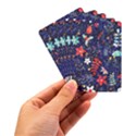 Festive Floral Pattern Christmas Blue Floral Flower Foliage Leaves Pattern Red Snow Winter Playing Cards Single Design (Rectangle) with Custom Box View3