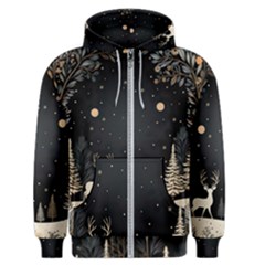 Christmas Winter Xmas Scene Nature Forest Tree Moon Men s Zipper Hoodie