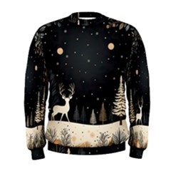 Christmas Winter Xmas Scene Nature Forest Tree Moon Men s Sweatshirt