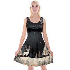 Christmas Winter Xmas Scene Nature Forest Tree Moon Reversible Velvet Sleeveless Dress