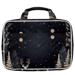 Christmas Winter Xmas Scene Nature Forest Tree Moon Travel Toiletry Bag With Hanging Hook by Apen