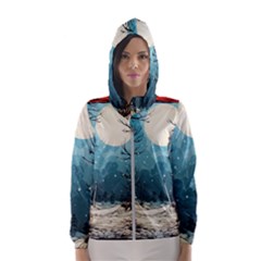 Christmas Frame Border Women s Hooded Windbreaker