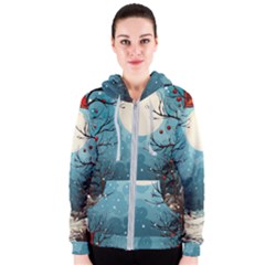 Christmas Frame Border Women s Zipper Hoodie