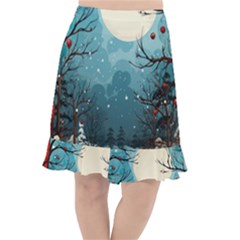 Christmas Frame Border Fishtail Chiffon Skirt by Apen