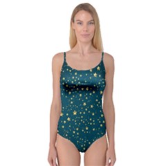 Star Golden Pattern Christmas Design White Gold Camisole Leotard  by Apen