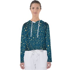 Star Golden Pattern Christmas Design White Gold Women s Slouchy Sweat