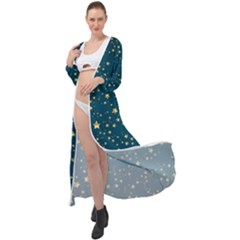 Star Golden Pattern Christmas Design White Gold Maxi Chiffon Beach Wrap by Apen