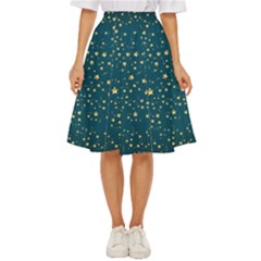 Star Golden Pattern Christmas Design White Gold Classic Short Skirt by Apen