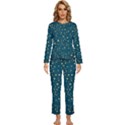 Star Golden Pattern Christmas Design White Gold Womens  Long Sleeve Lightweight Pajamas Set View1