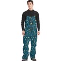 Star Golden Pattern Christmas Design White Gold Men s Front Zip Ski And Snowboard Bib Pants View3